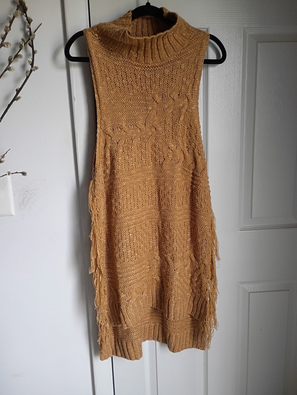 She + Sky sleeveless cowl neck cable knit poncho vest /dress/tunic